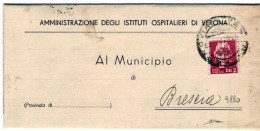 1945-piego Ospedaliero Affrancato L.2 Imperiale Senza Fasci Emissione Di Roma - Storia Postale