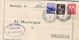1949-piego Comunale Affrancato 50c.+L.2+L.10 Democratica - 1946-60: Marcofilie