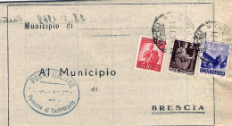 1950-piego Comunale Affrancato 50c.+L.2+L.10 Democratica Annullo Frazionario Di  - 1946-60: Marcophilie