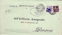 1946-piego Comunale Affrancato 50c.+L.2 Democratica Annullo Castione Della Preso - 1946-60: Marcofilia