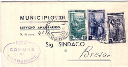 1952-piego Comunale Da Pordenone Affrancato L.1+L.2+L.10 Italia Al Lavoro - 1946-60: Marcofilie