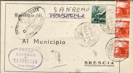 1950-piego Comunale Da Brescia Affrancato L.10 Arancio Democratica Isolato Ed In - 1946-60: Marcophilie