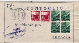 1949-piego Municipale Da Brescia Affrancato Coppia L.5 Democratica Ed In Rispedi - 1946-60: Marcophilie