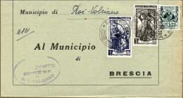 1952-piego Municipale Da Brescia Affrancato L.1+L.12 Italia Al Lavoro Ed In Risp - 1946-60: Marcofilie