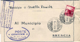 1950-piego Comunale Affrancato L.3 Democratica Isolato (affrancatura Tra Sindaci - 1946-60: Marcophilia