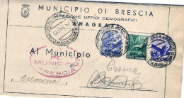 1949-piego Comunale Affrancato 50c.+L.1+L.6 Democratica E Rispedizione Da Bresci - 1946-60: Marcophilia