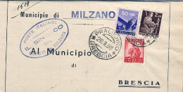 1950-piego Municipale Affrancato 50c.+L.2+L.10 Democratica Annullo Praollino Bre - 1946-60: Marcofilia