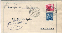 1948-piego Municipale Affrancato L.3+L.5 Democratica Annullo Rende Cosenza - 1946-60: Marcofilie