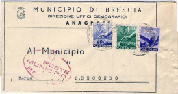 1949-piego Comunale Affrancato 50c.+L.1+L.6 Democratica E Rispedizione Da S.Seco - 1946-60: Marcofilia