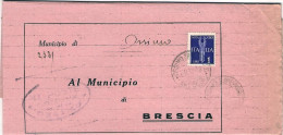 1945-piego Comunale Affrancato Posta Aerea L.1 Imperiale Annullo Ossimo E Risped - Marcophilie