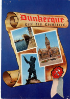 Dunkerque 3 Vues : Port , Hôtel De Ville , Statue De Jean Bart - Dunkerque