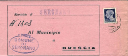1945-piego Comunale Affrancato L.1 Imperiale Senza Fasci Annullo Sergnano Cremon - Marcophilia