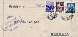 1949-piego Comunale Affrancato 50c.+L.2+L.5 Democratica - 1946-60: Marcofilie