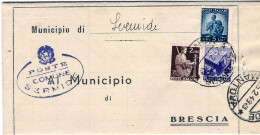 1949-piego Comunale Affrancato 50c.+L.2+L.5 Democratica Annullo Sermide Mantova  - 1946-60: Marcofilia