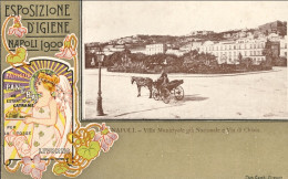 1900-Napoli Cartolina Stile Liberty Per L'esposizione Di Igiene Veduta Della Vil - Napoli (Neapel)