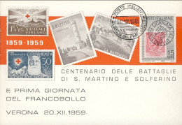 1959-Verona XX Giornata Italiana Del Francobollo - 1946-60: Marcophilia