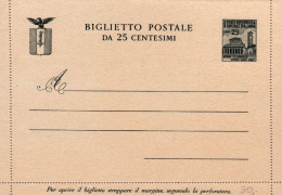 1944-RSI Biglietto Postale 25c. Monumenti Distrutti Nuovo - Interi Postali