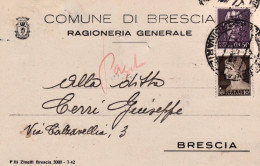 1945-stampato Comunale Ragioneria Generale Di Brescia Affrancato 10c.Imperiale + - Poststempel