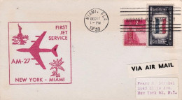 1959-U.S.A. First Jet Flight Cover AM-27 New York Miamia Del 17 Dicembre - 2c. 1941-1960 Storia Postale