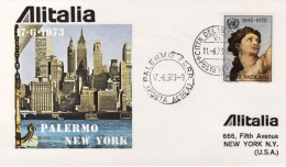 Vaticano-1973 Affrancato L.90 Volo Alitalia Palermo-New York Del 17 Giugno - Airmail