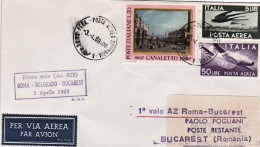 1969-I^volo AZ 522 Roma Bucarest (Bucharest) Del 3 Aprile - Poste Aérienne