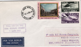 1969-I^volo AZ 522 Roma-Belgrado Del 3 Aprile - Poste Aérienne
