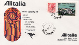 1973-Alitalia I^volo DC 10 Roma Melbourne Del 17 Maggio - Airmail