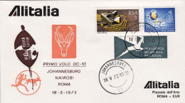 1973-Africa Del Sud Affrancato 2c.+5c. I^volo Alitalia DC10 Johannesburg Roma De - Airmail
