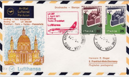 1971-ufficiale Lufthansa I^volo Con LH 287 Torino Francoforte Dell'1 Aprile Cat. - Airmail