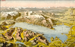 1930-circa-lago Di Garda Cartolina Geografica Con Vista Della Sponda Bresciana E - Cartes Géographiques