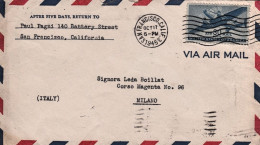 1945-U.S.A. Diretto A Milano Con Volo Da San Francisco In Data 17 Ottobre - Poststempel