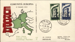 1956-Italia S.2 Valori Europa Su Fdc Illustrata - FDC
