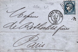 1873-Francia Lettera Affr. 25c.Cerere Con Annullo A Rombi L.P. Punti 4, Gare De  - 1871-1875 Ceres