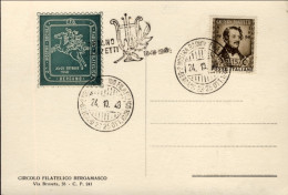 1948-Italia L.25 Donizetti Su Cartolina Fdc Illustrata Con Erinnofilo Della 24^  - FDC