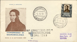 1953-Italia L.25 Bassi Congresso Int.le Microbiologia Su Fdc Venetia - FDC
