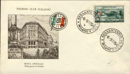 1954-Italia L.25 Anniversario Del Touring Club Italiano Su Fdc Illustrata - FDC