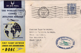 1952-Gran Bretagna Cat.Pellegrini N.446 Euro 220, I^volo BOAC Londra Roma Del 2  - Covers & Documents