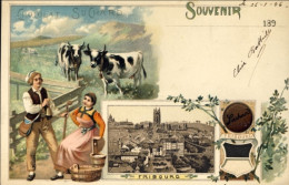 1906-Belgio Cacao Suchard Souvenir Fribourg (Svizzera Friburgo) Viaggiata - Sonstige & Ohne Zuordnung