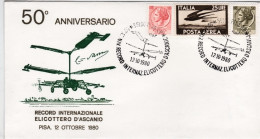 1980-busta Illustrata Record Internazionale Elicottero D'Ascanio,annullo Figurat - Airmail