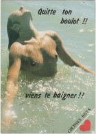 LD61 : Pin ' Up : Femme Sein Nue , Quitte  Ton Boulot , Viens  Te Baigner ! - Pin-Ups