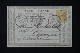 FRANCE - Carte Précurseur De Paris Pour Cayeux/ Mer En 1873, Affranchissement Cérès 15ct, étoile 12 - L 87142 - Cartes Précurseurs