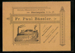 Vertreterkarte Oberlungwitz, Strick-Maschinen-Fabrik Fr. Paul Bässler, Ansicht Fabrik Mugler  - Non Classificati