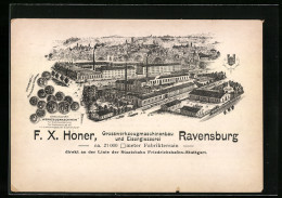 Vertreterkarte Ravensburg, Eisengiesserei Und Grosswerkzeugmaschinenbau F. X. Honer, Werksansicht  - Non Classificati