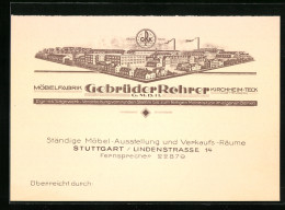 Vertreterkarte Kirchheim-Teck, Möbelfabrik Gebrüder Rohrer GmbH, Werksansicht, Ständige Möbel-Ausstellung In Stutt  - Non Classificati