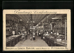 Vertreterkarte Pittsburgh / PA., Dimlings Confectionery, Bakery And Lunch Parlor, 409&411 Market Street, Innenansicht  - Non Classificati