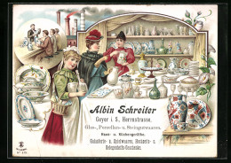 Vertreterkarte Geyer I. Sa., Herrnstrasse, Glas-, Porzellan- U. Steingutwaaren Albin Schreiter  - Non Classificati