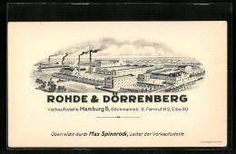 Vertreterkarte Hamburg, Werkzeugfabrik Rohde & Dörrenberg, Böckmannstr. 9, Vertreter: Max Spinnrock, Werksansicht  - Non Classificati