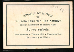 Vertreterkarte Heidelberg, Spengels Gasthaus Zum Ochsen, Haupstr. 217, Althistorisches Haus  - Non Classificati