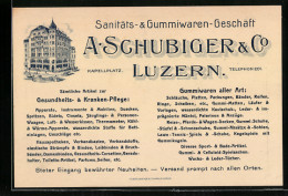 Vertreterkarte Luzern, Sanitäts- & Gummiwaren-geschäft A. Schubiger & Co., Kapellplatz, Ansicht Vom Hotel  - Non Classificati