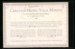 Vertreterkarte Lugano-Castagnola, Carlton Hotel Villa Moritz, Inh. H. Wyss-Meisser  - Zonder Classificatie